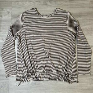 Any Body Striped Long Sleeve Drawstring Casual Top Womens Size XL